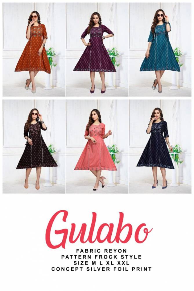 Golden Gulabo Rayon Fancy Wear Designer Kurti Collection